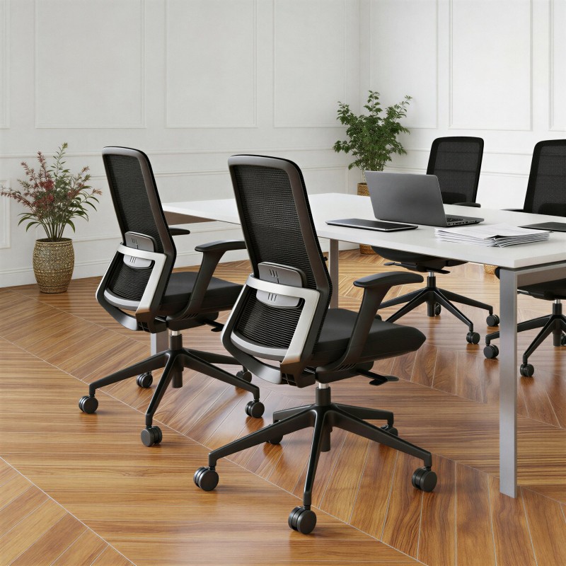 Bürobereich mit ergonomischem Stuhl Emma Black