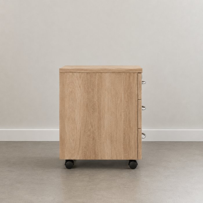Holz-Rollcontainer Omega Kastanie Seitenansicht