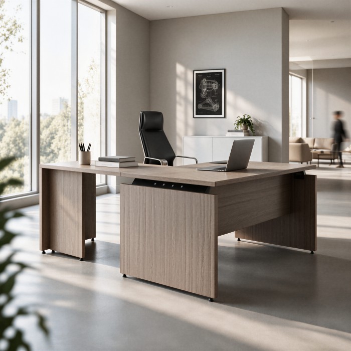 Büro mit Chefschreibtisch Atria Winkelförmig in Baco