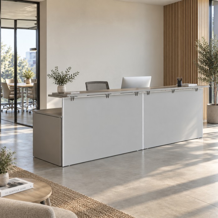 Büroempfang mit Empfangstheke Bello in Silber