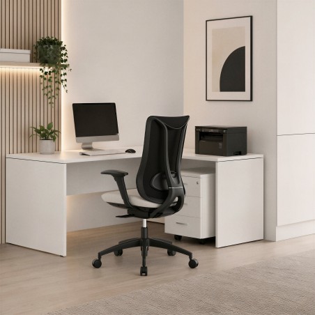 Büroschreibtisch Tarnos winkelförmig Weiß