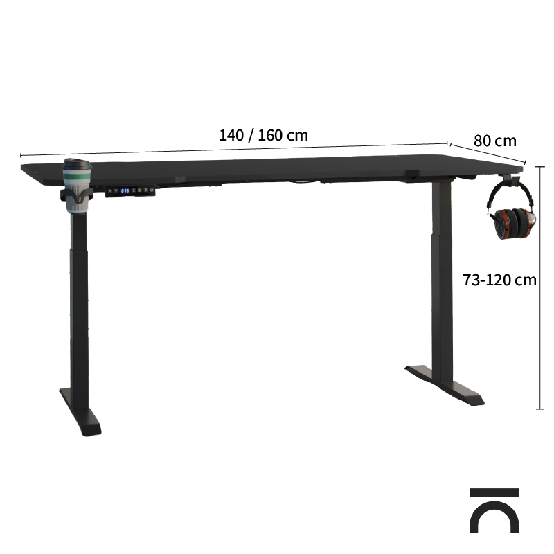 Maße höhenverstellbarer Gamingtisch Nexa Pulse