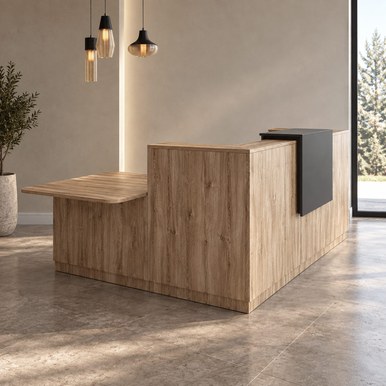 Empfangstheke L-Form mit Beratungstisch Duomo